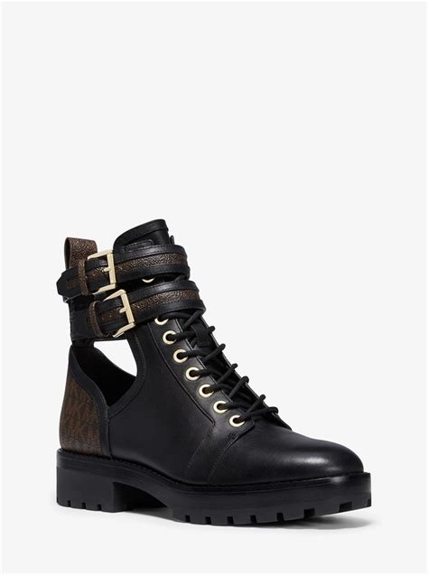 michael michael kors bensen logo and leather combat boot|saks michael kors boots.